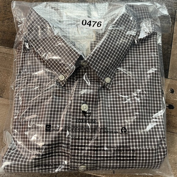 LL Bean XL Brown Checkered Button Down Long‎ Sleeve Wrinkle Resistant - Picture 8 of 8
